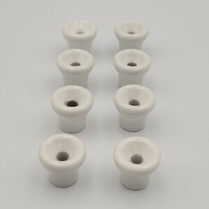 8  Vintage Porcelain White Cabinet Knobs Drawer Pulls No Screws 3/4" Japan Stamp